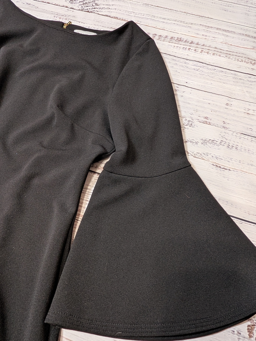 Calvin Klein Size 10 Black Bell Sleeve Sheath Dress - Picture 3 of 12
